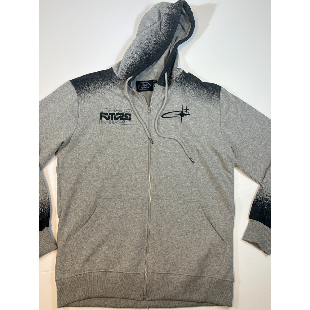 Time + Space Men's X L Gray Full Zip Hoodie Hooded Sweatshirt